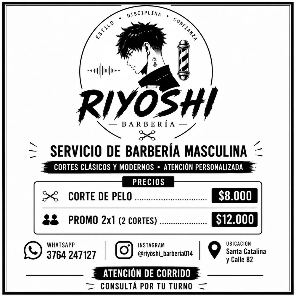 Flyer Precios Riyoshi Barbería