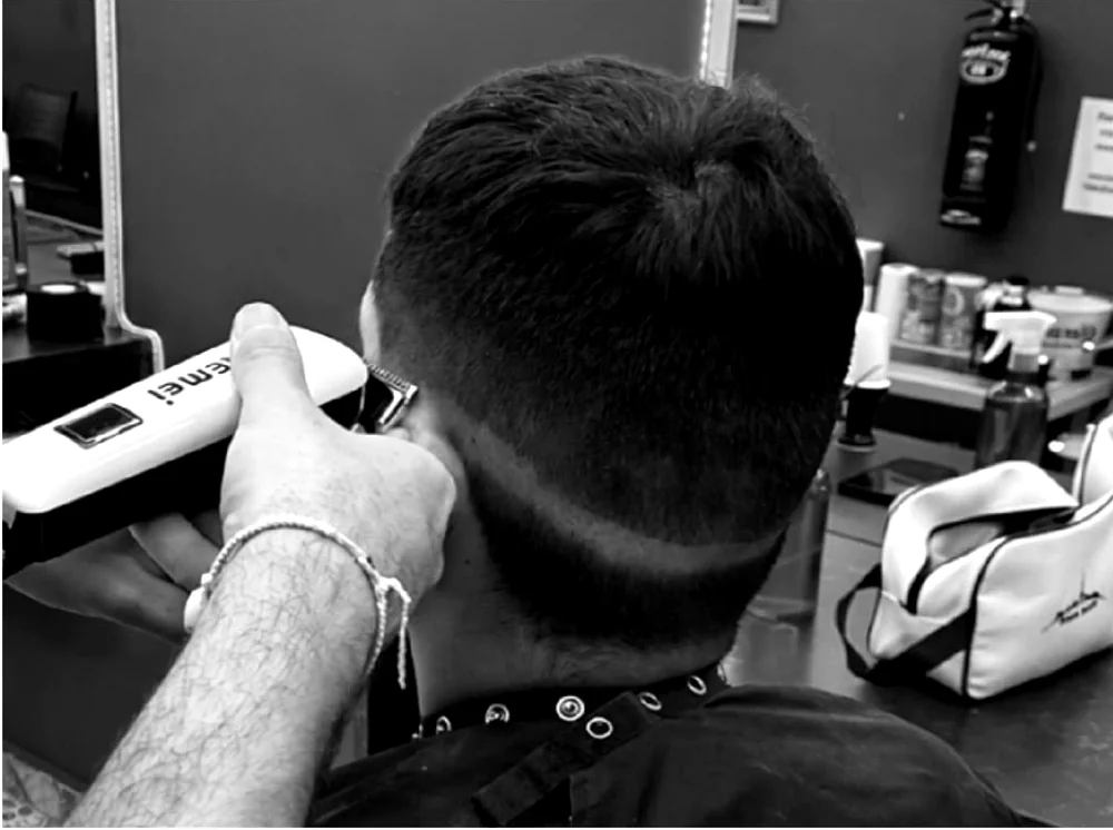 Proceso de degradé con máquina